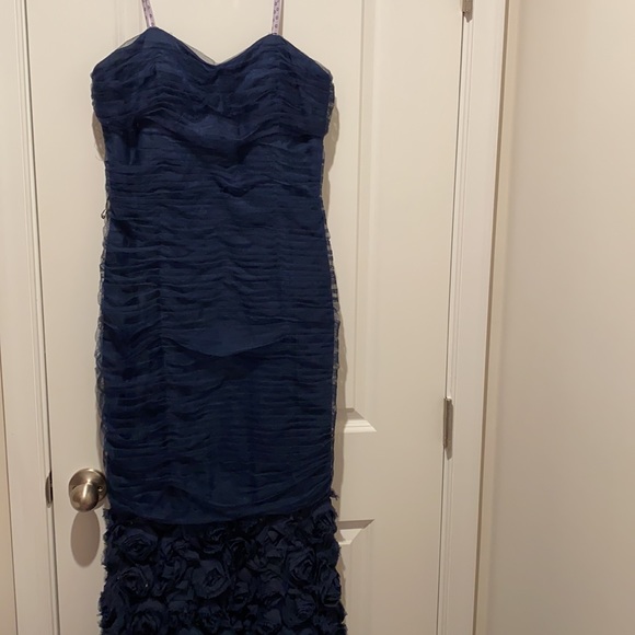 JS COLLECTION, navy blue fishtail gown , size 10 - Picture 2 of 4